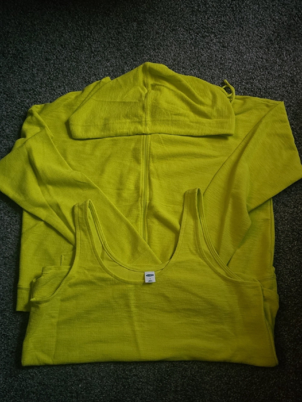 Old Navy Neon Yellow Hoodie and Tank Set